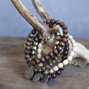 Divinity Wood Bead Bracelets (Set of 5)